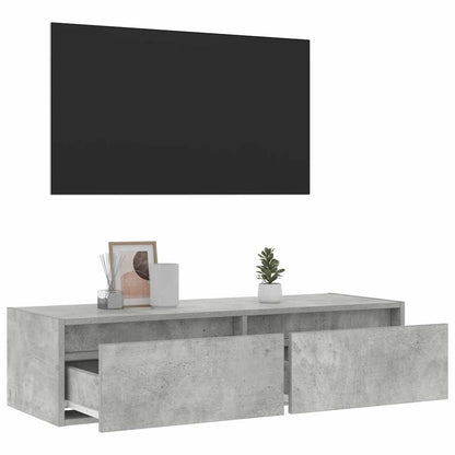 TV-Møbel Betonggrå TV-benk med LED-lys 100X35,5x25 cm