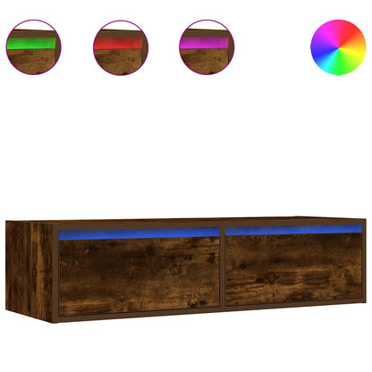 TV-Møbel Røkt EikTV-benk med LED-lys 100X35,5x25 cm