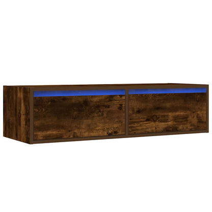 TV-Møbel Røkt EikTV-benk med LED-lys 100X35,5x25 cm