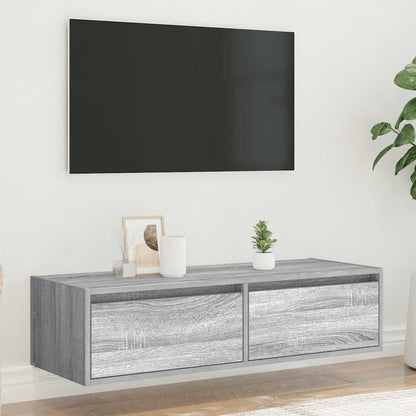 TV-Møbel Sonoma Grå TV-benk med LED-lys 100X35,5x25 cm