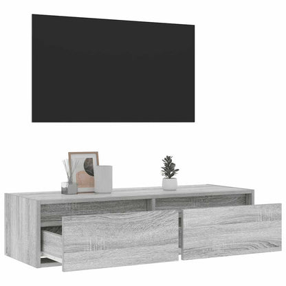 TV-Møbel Sonoma Grå TV-benk med LED-lys 100X35,5x25 cm