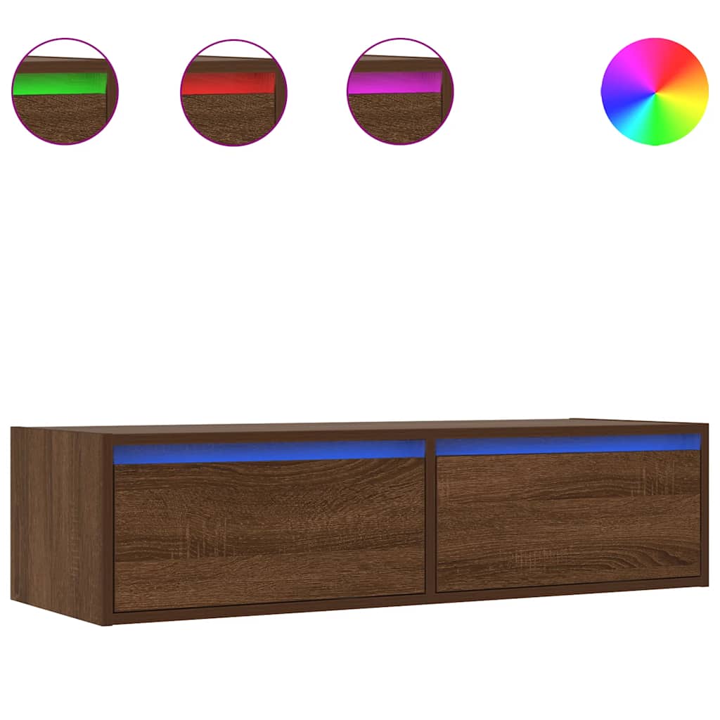 TV-Møbel Brun Eik TV-benk med LED-lys 100X35,5x25 cm