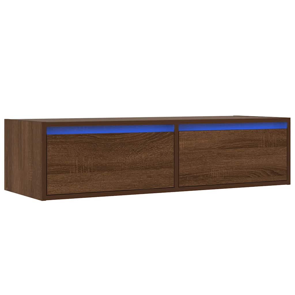 TV-Møbel Brun Eik TV-benk med LED-lys 100X35,5x25 cm