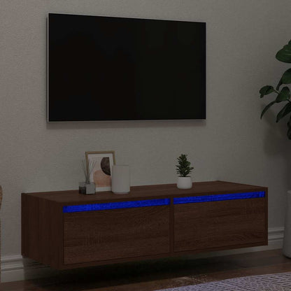 TV-Møbel Brun Eik TV-benk med LED-lys 100X35,5x25 cm