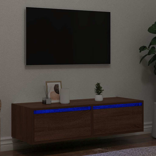 TV-Møbel Brun Eik TV-benk med LED-lys 100X35,5x25 cm