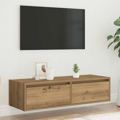 TV-Møbel Artisan Eik Tv-benk med LED-lys 100X35,5x25 cm