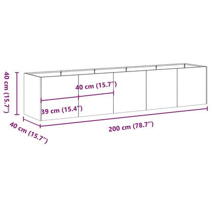 Plantekasse olivengrønn 200x40x40 cm kaldvalset stål