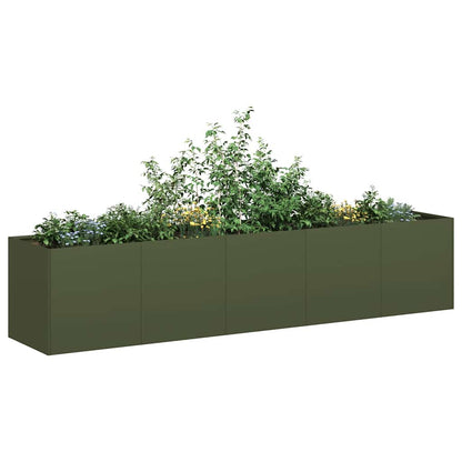 Plantekasse olivengrønn 200x40x40 cm kaldvalset stål