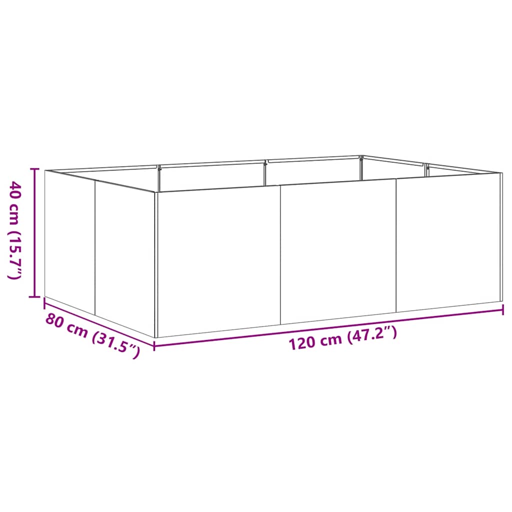 Plantekasse antrasitt 120x80x40 cm stål