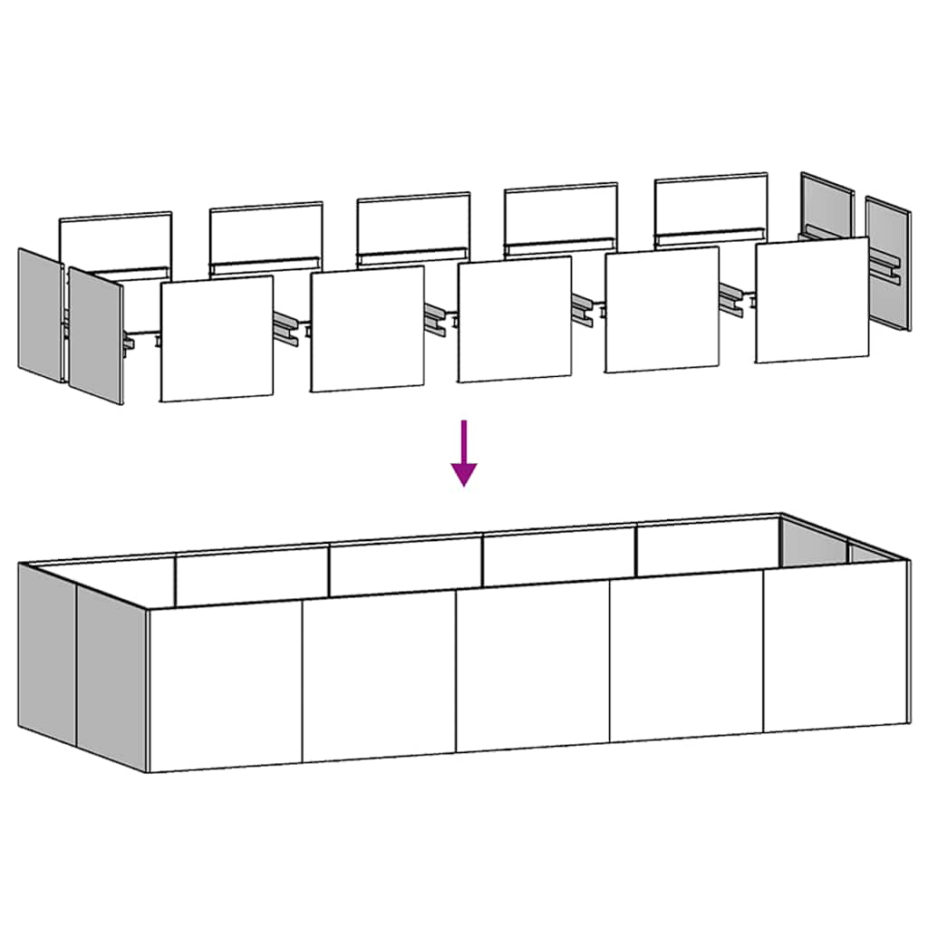 Plantekasse hvit 200x80x40 cm stål