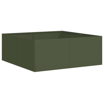 Plantekasse olivengrønn 80x80x30 cm stål