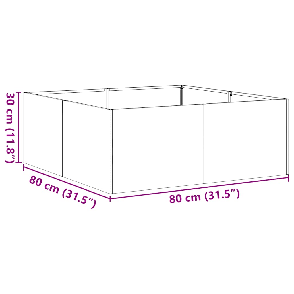 Plantekasse olivengrønn 80x80x30 cm stål