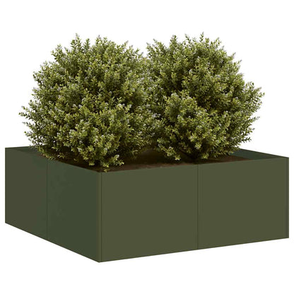 Plantekasse olivengrønn 80x80x30 cm stål