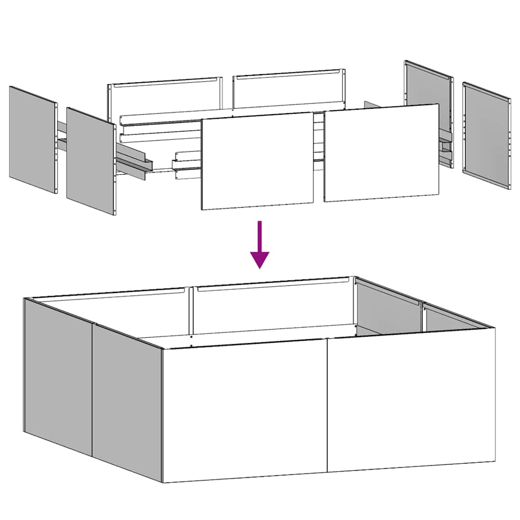 Plantekasse hvit 100x100x30 cm stål