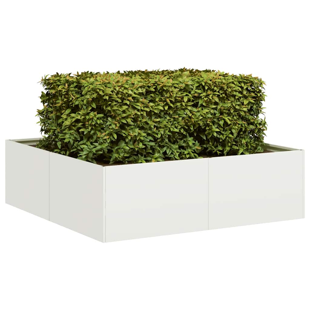 Plantekasse hvit 100x100x30 cm stål