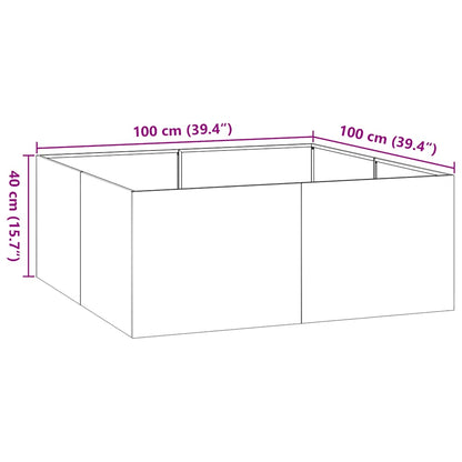 Plantekasse hvit 100x100x40 cm stål