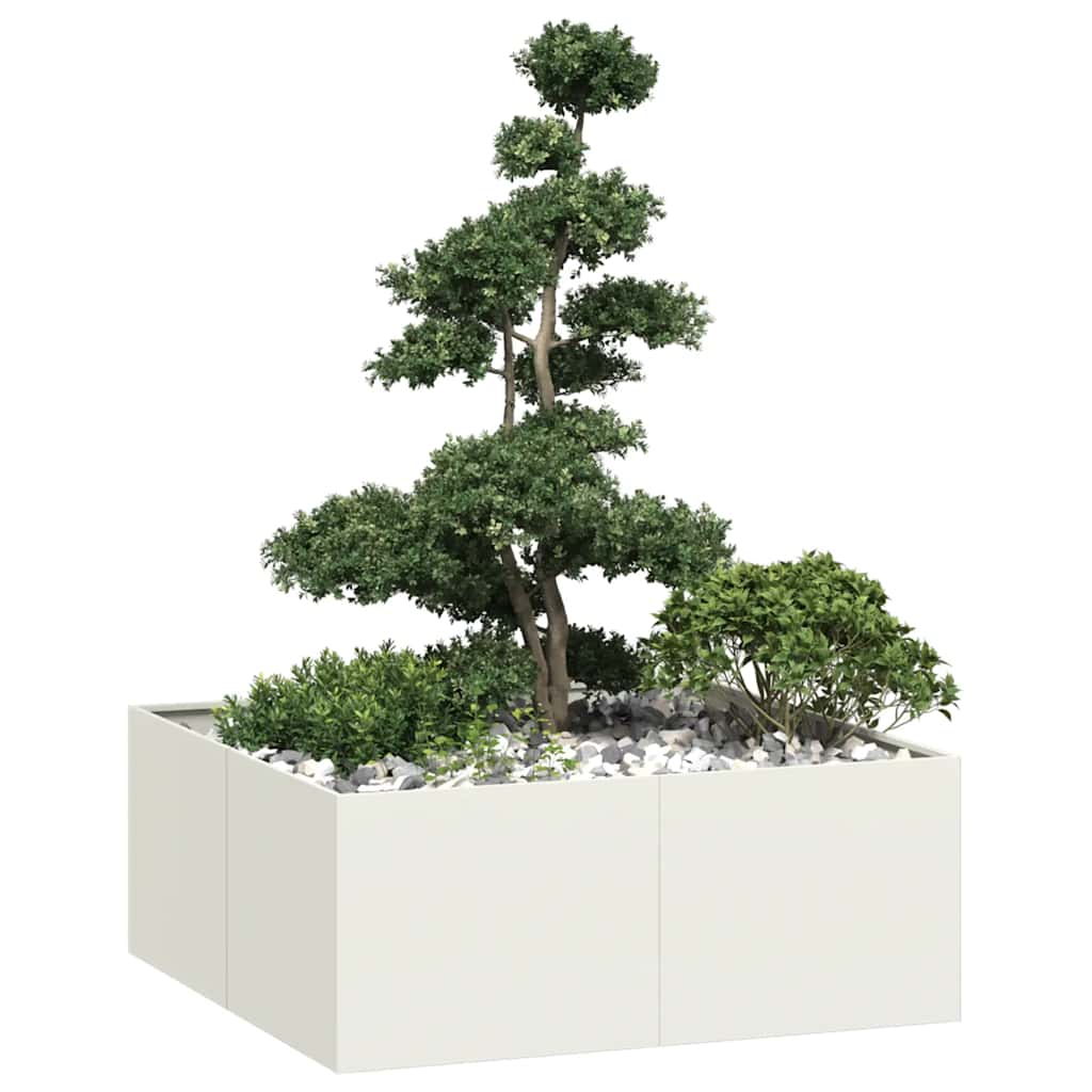 Plantekasse hvit 100x100x40 cm stål