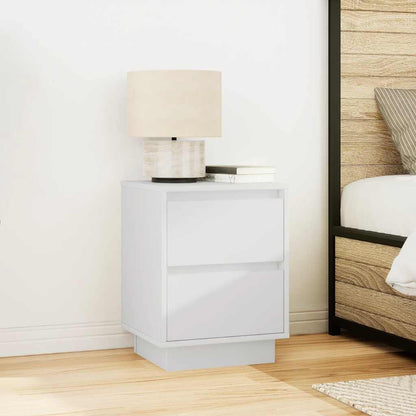 Nattbord Sengbord Hvit med LED-lys 38x34x50 cm