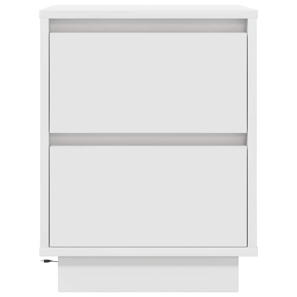 Nattbord Sengbord Hvit med LED-lys 38x34x50 cm
