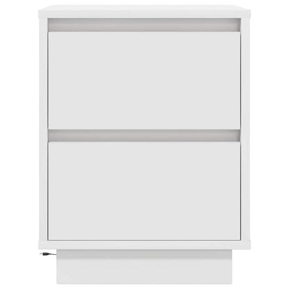 Nattbord Sengbord Hvit med LED-lys 38x34x50 cm