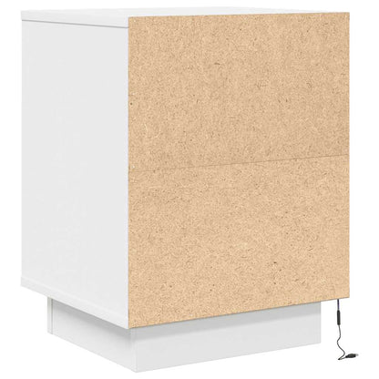 Nattbord Sengbord Hvit med LED-lys 38x34x50 cm