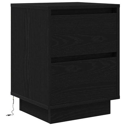 Nattbord Sengbord Svart med LED-lys 38x34x50 cm