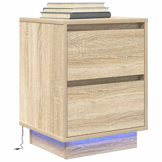 Nattbord Sengbord Sonoma Eik med LED 38x34x50 cm