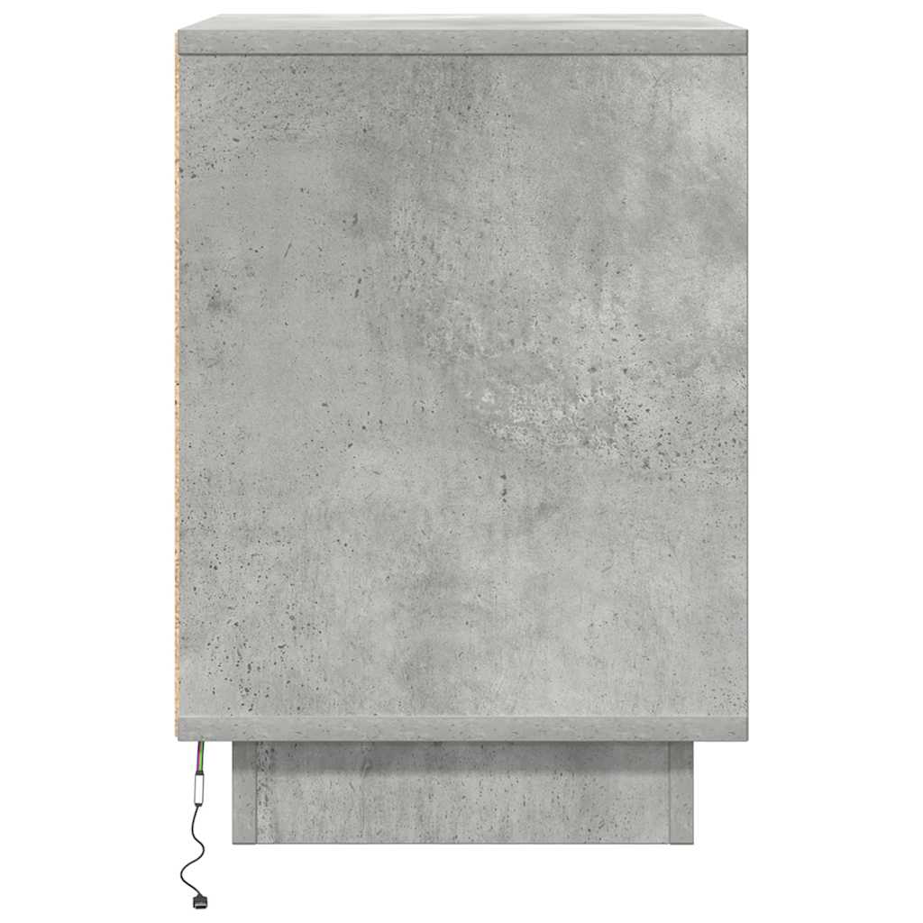 Nattbord Sengbord Betonggrå med LED 38x34x50 cm