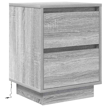 Nattbord Sengbord Sonoma Grå med LED 38x34x50 cm