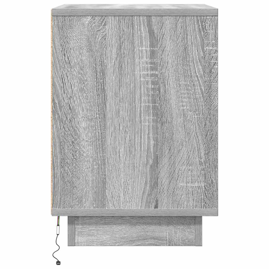 Nattbord Sengbord Sonoma Grå med LED 38x34x50 cm