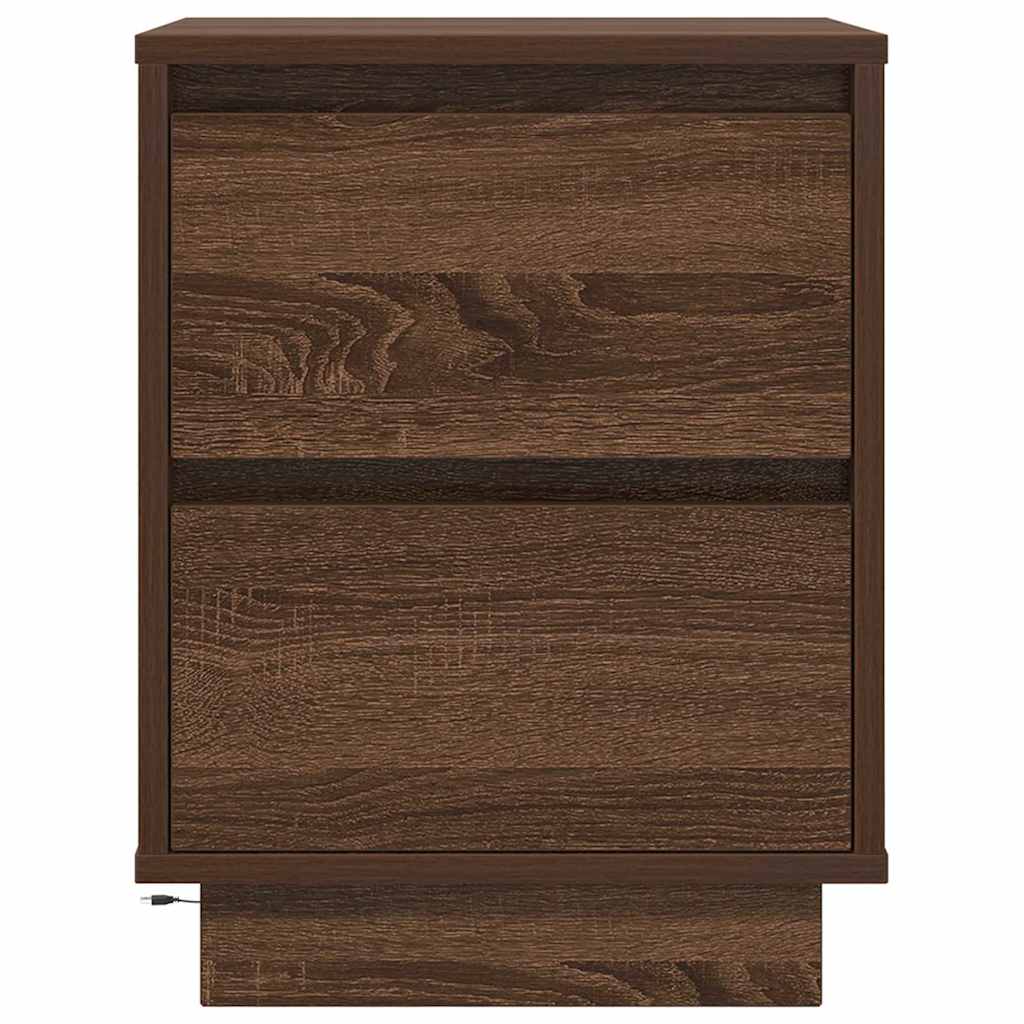 Nattbord Sengbord Brun Eik med LED 38x34x50 cm