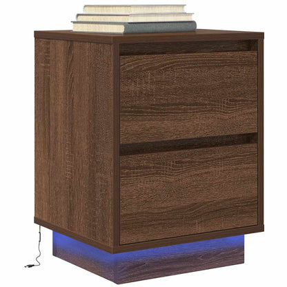 Nattbord Sengbord Brun Eik med LED 38x34x50 cm