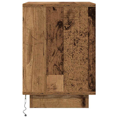Nattbord Sengbord Gammelt Tre med LED 38x34x50 cm