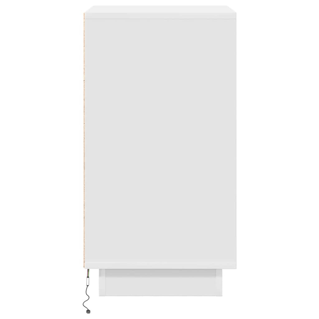 Nattbord Sengbord Hvit med LED-lys 38x34x65 cm