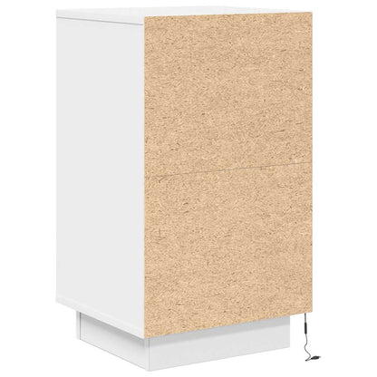 Nattbord Sengbord Hvit med LED-lys 38x34x65 cm