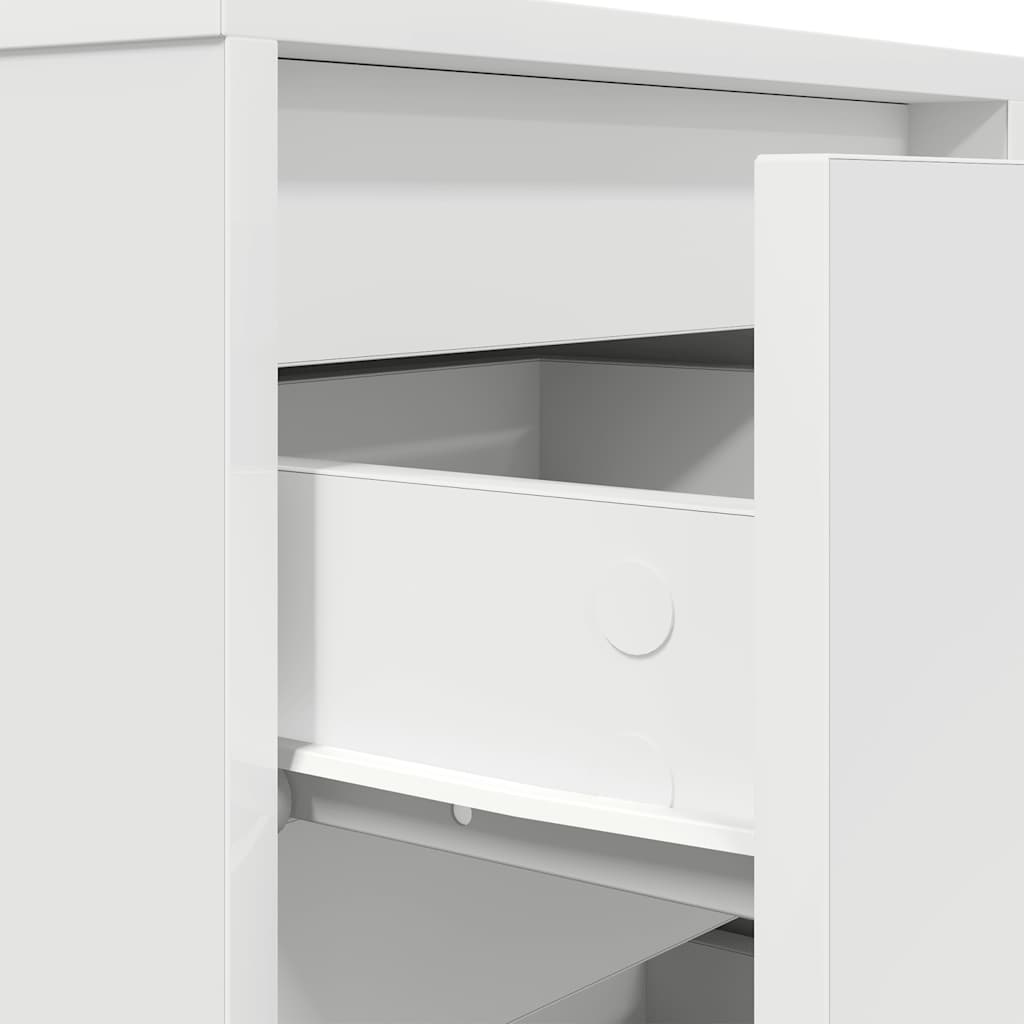 Nattbord Sengbord Hvit med LED-lys 38x34x65 cm