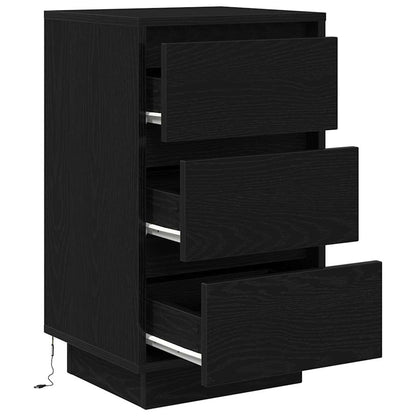 Nattbord Sengbord Svart med LED-lys 38x34x65 cm