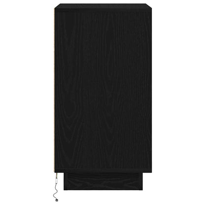 Nattbord Sengbord Svart med LED-lys 38x34x65 cm