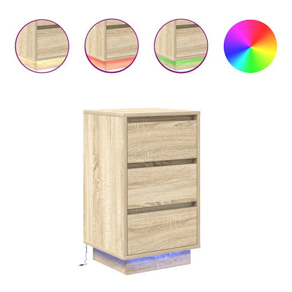 Nattbord Sengbord Sonoma Eik LED 38x34x65 cm
