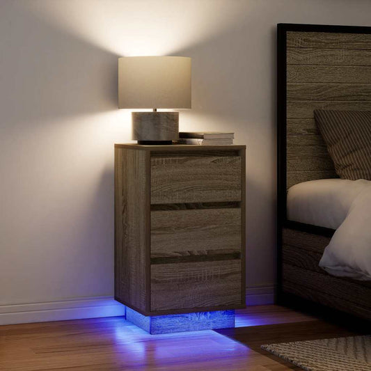 Nattbord Sengbord Sonoma Eik LED 38x34x65 cm