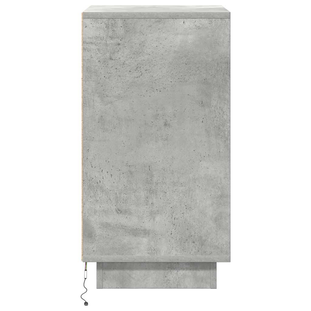 Nattbord Sengbord Betonggrå med LED-lys 38x34x65 cm