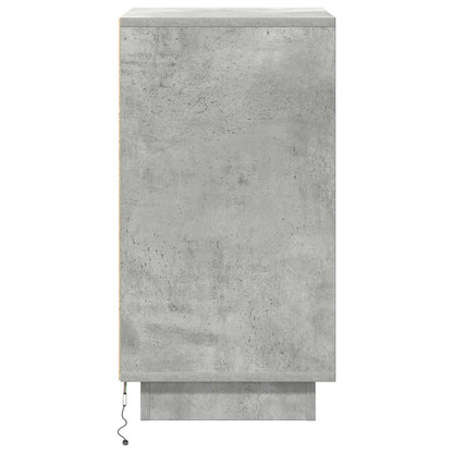 Nattbord Sengbord Betonggrå med LED-lys 38x34x65 cm