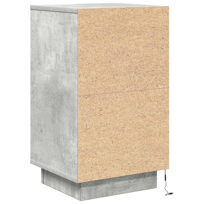 Nattbord Sengbord Betonggrå med LED-lys 38x34x65 cm