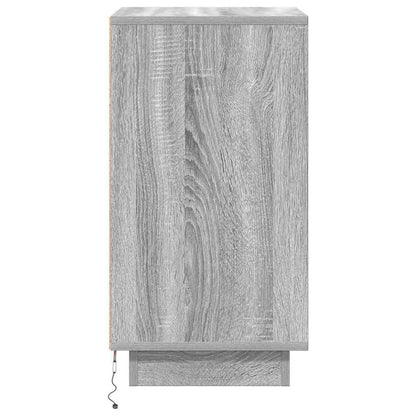 Nattbord Sengbord Sonoma Grå med LED-lys 38x34x65 cm