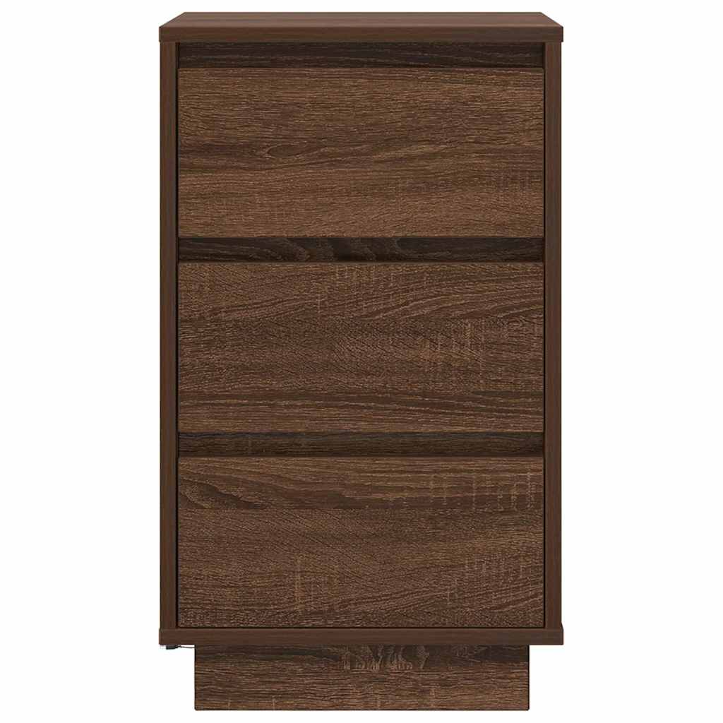 Nattbord Sengbord Brun Eik med LED-lys 38x34x65 cm