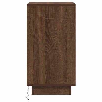 Nattbord Sengbord Brun Eik med LED-lys 38x34x65 cm
