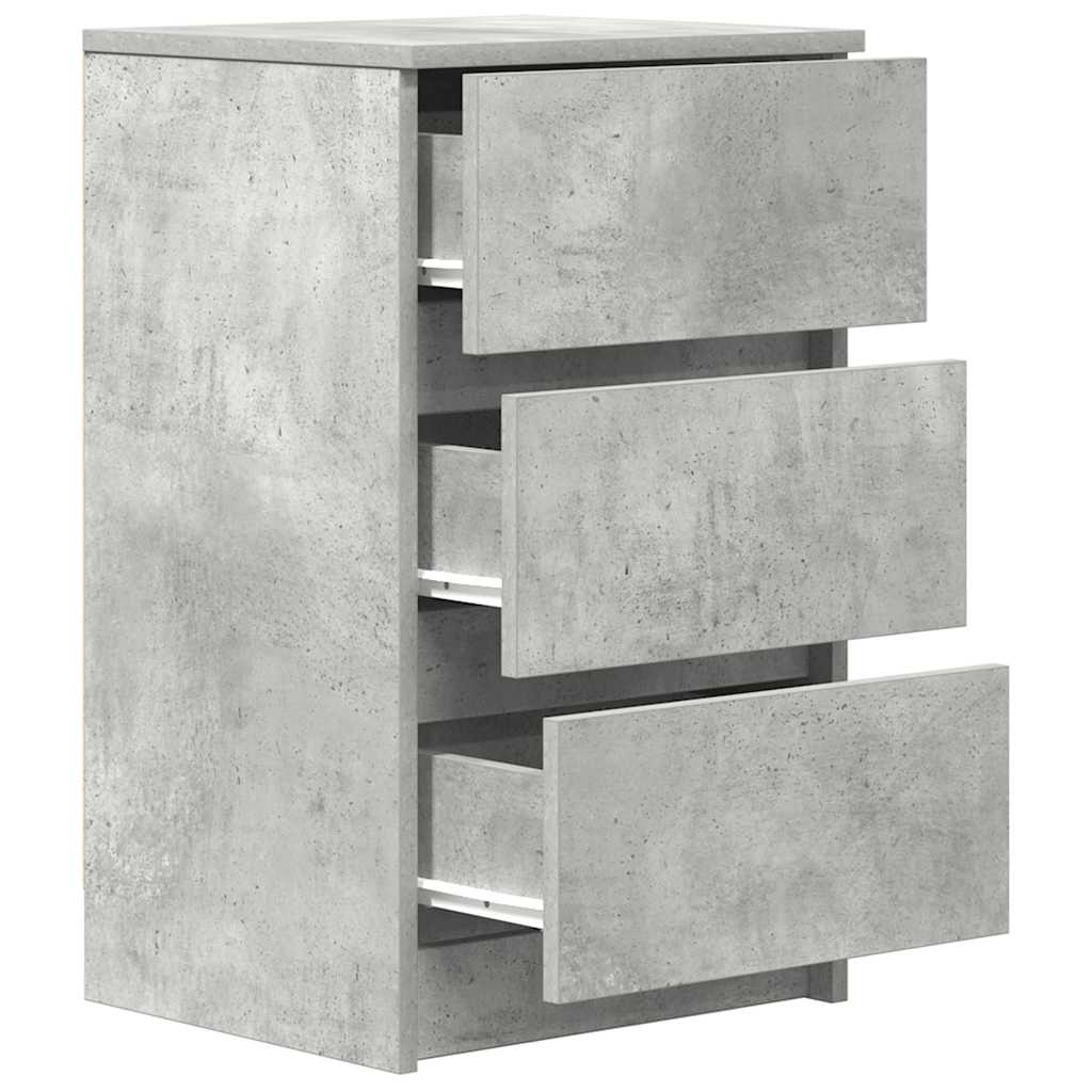 Nattbord Sengbord Betonggrå med 3 skuffer 39x35x65 cm