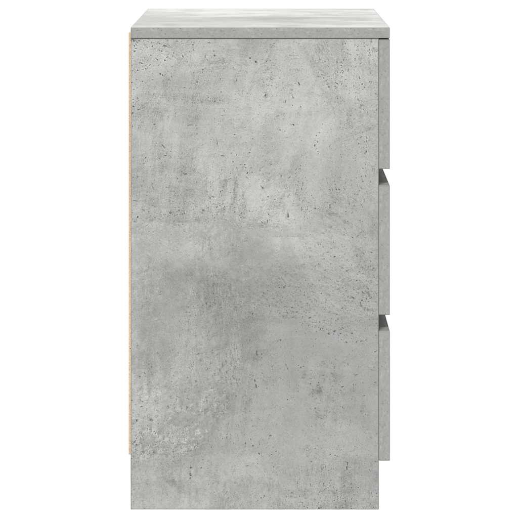Nattbord Sengbord Betonggrå med 3 skuffer 39x35x65 cm