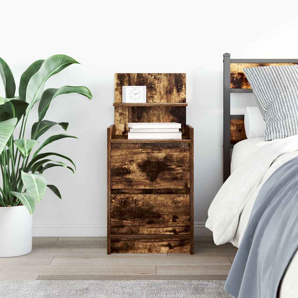 Nattbord Sengbord Røkt Eik med 2 skuffer 38x34x80 cm