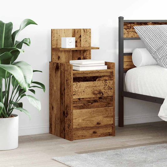 Nattbord Sengbord Gammelt Tre med 2 skuffer 38x34x80 cm